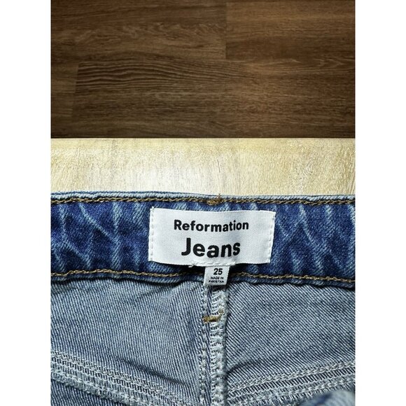 Reformation Liza Ultra High Rise Straight Jeans Malta Medium Wash Size 25 - Picture 3 of 7